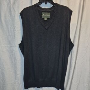 Eddie Bauer Men's Cashmere blend charcoal sweater vest Sz XXXL Exc condition